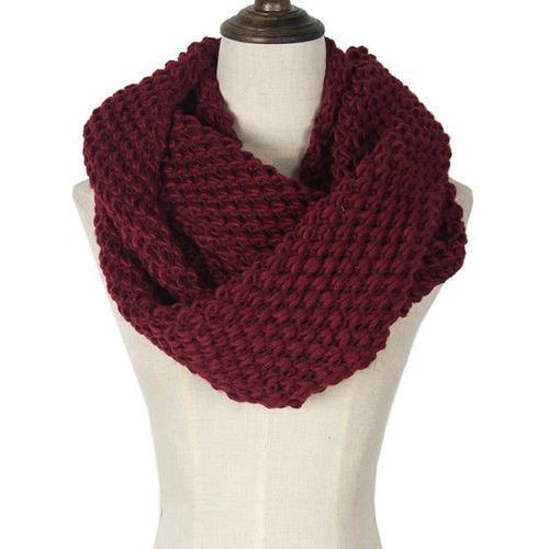 Wine Red Chunky Hand Knitted Snood