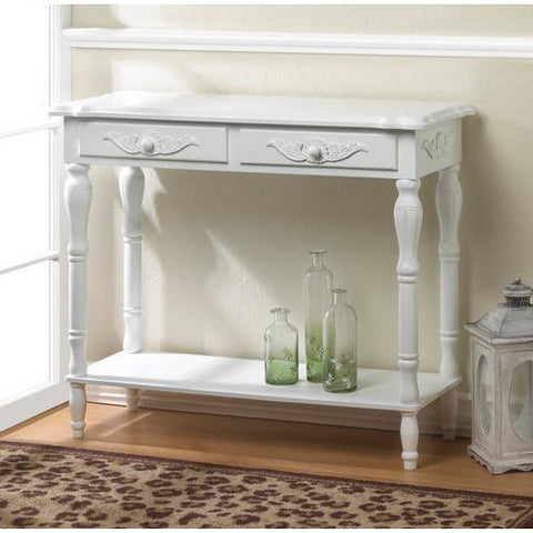 Carved White Hallway Table