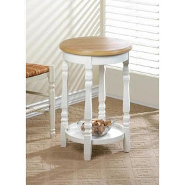 Wood Top Round Accent Table
