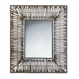 Faux Rattan Rectangular Wall Mirror (pack of 1 EA)