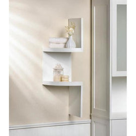 2-Tier White Corner Shelf