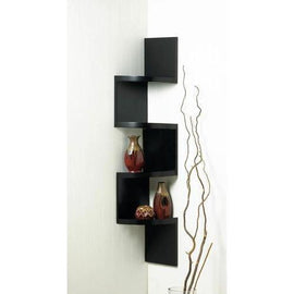 Zig Zag 4-Tier Black Corner Shelf