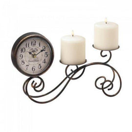 Scrollwork Table Clock &amp; Candleholder (pack of 1 EA)