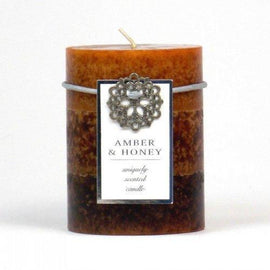 Amber &amp; Honey Pillar Candle 3x4 (pack of 1 EA)