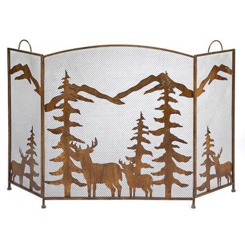 Rustic Forest Fireplace Screen