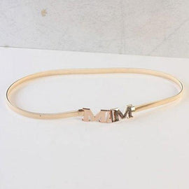 Chic Letter M Shape Hasp Elastic Alloy Waistband For Women - Golden