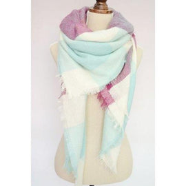 Chic Fringed Edge Plaid Pattern Multifunctional Big Square Pashmina For Women - Purple