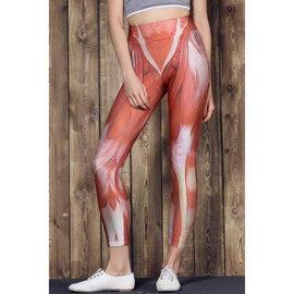 Active High Waist Muscle Printed Bodycon Sport Pants For Women - L