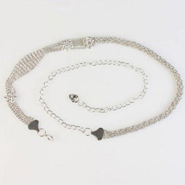 Chic Rhinestones Decorated Hollow Out Alloy Waist Chain For Women - Silver