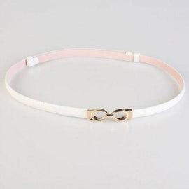 Chic Hollow Out Ellipse Hasp Slender PU Belt For Women - White