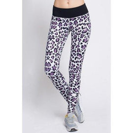 Stylish Elastic Waist Leopard Pattern Skinny Sport Pants For Women - White L
