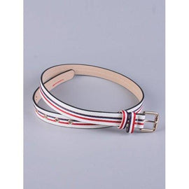 PU Multi Color Stripy Pin Buckle Belt - White