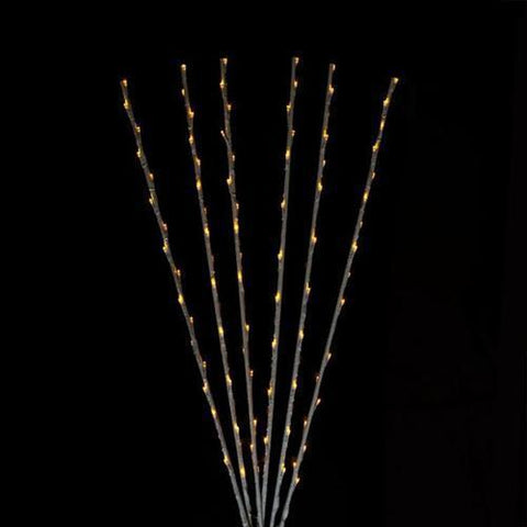 Set of 6 Enchanted Garden LED Yellow Lighted Branch Spray Driveway Pathway Markers- 4'