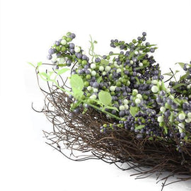 22" Decorative Plum Purple and White Artificial Berry Wreath