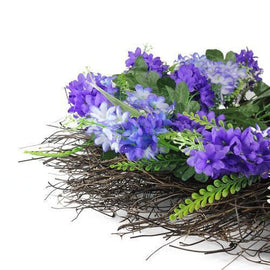 22" Shades of Purple Artificial Lilac and Heather Spring Floral Wreath - Unlit