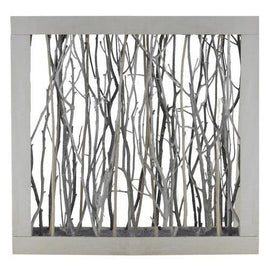 17.75" Thin Standing Birch Twigs in Rustic Wood Frame Table Top Decoration