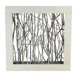 13" Thin Standing Birch Twigs in Rustic Wood Frame Table Top Decoration