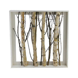 17.55" Standing Mixed Branches in Rustic Wood Frame Table or Wall Decoration