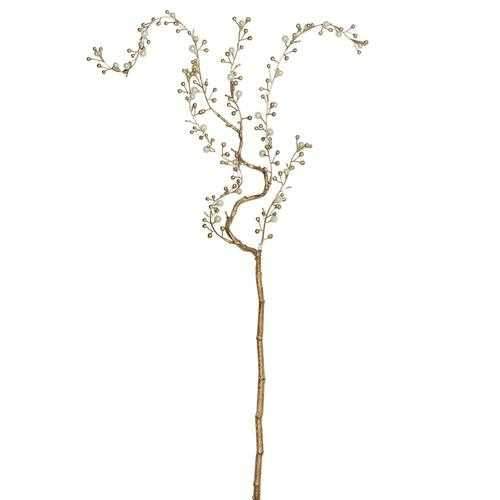 39" Decorative Pearl and Gold Willow Artificial Branch Spray