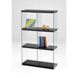 Acme Baxter Bookcase, Black & Clear Glass