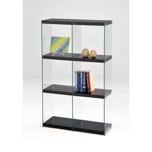 Acme Baxter Bookcase, Black & Clear Glass