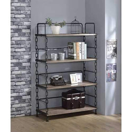 Acme Jodie Bookshelf, Rustic Oak & Antique Black