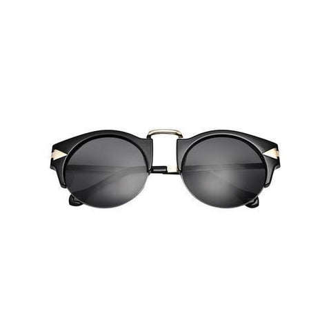 Black Half Frame Sunglasses with Metal Panel