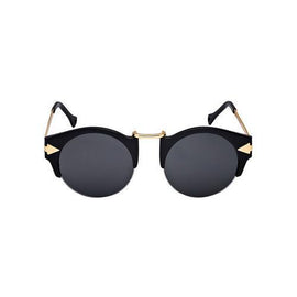 Black Half Frame Sunglasses with Metal Panel