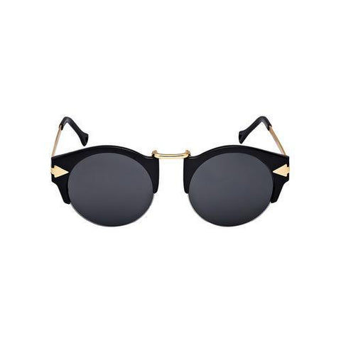 Black Half Frame Sunglasses with Metal Panel