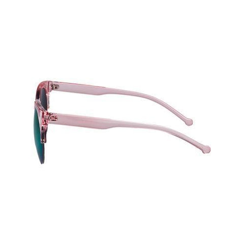 Purple Half Frame Round Sunglasses with Mirror Lens