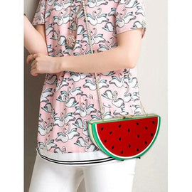 Red Watermelon Shape Box Clutch Bag