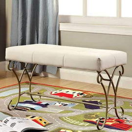 Enchant Transitional Bench, White And Champagne