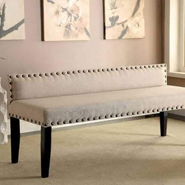 Herstal Contemporary Bench With Ivory Flax Fabric