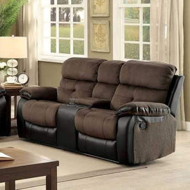 Hadley I Love Seat With Console Table, Brown & Espresso Finish