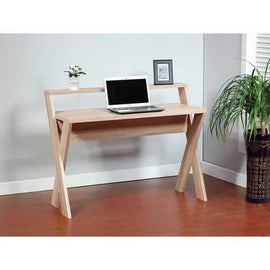 Contemporary Style Cross Leg Desk, Brown
