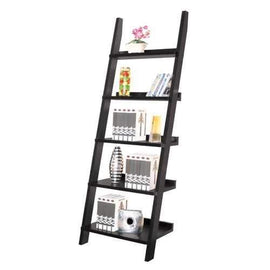 Exhibiting Modern Ladder Bookcase With Five Shelves, Black