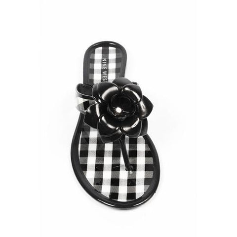 Black 10 US - 41.5 EUR Nine West Womens Thong NWFLIRT BLKWHT BLK