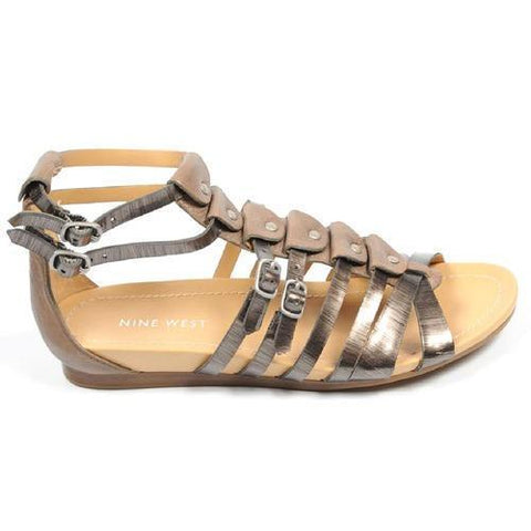 Multicolor 10 US - 41.5 EUR Nine West Womens Flat Sandal NWBUZZIE PEWTER TAUPE