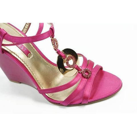 Fuxia 6 US - 36.5 EUR Nine West Womens Ankle Strap Wedge Sandal NWJUVELIE DARK PINK