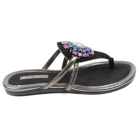 Black 5 US - 35.5 EUR Nine West Womens Flat Sandal NWWEYLIN BLACK BLK