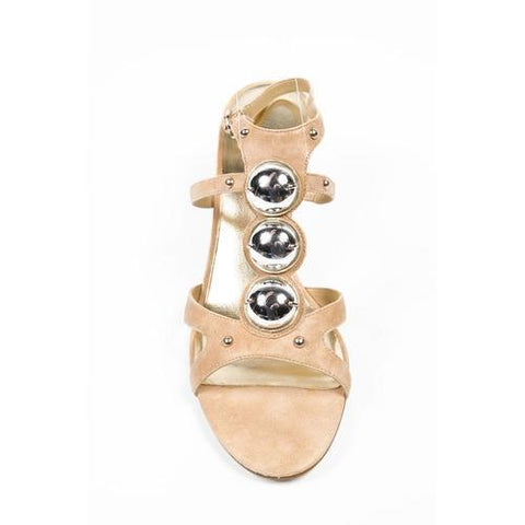Beige 6 US - 36.5 EUR Nine West Womens Ankle Strap Sandal NWMISSIE NATUR LTGOLD