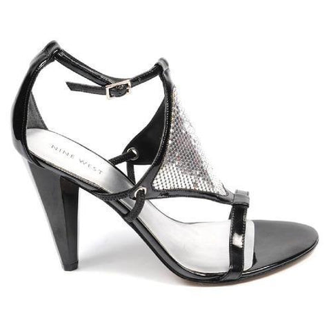 Black 10 US - 41.5 EUR Nine West Womens Ankle Strap Sandal NWDONTLIE BLK SILVER