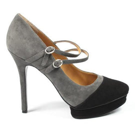 Grey 10 US - 41.5 EUR Nine West Womens Double Strap Pump NWARGILE DKGRY BK