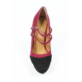 Fuxia 8 US - 38.5 EUR Nine West Womens Double Strap Pump NWARGILE RED BLK