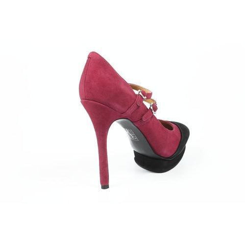Fuxia 8 US - 38.5 EUR Nine West Womens Double Strap Pump NWARGILE RED BLK