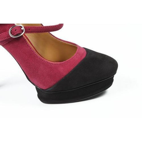 Fuxia 8.5 US - 39 EUR Nine West Womens Double Strap Pump NWARGILE RED BLK