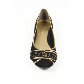 Black 5 US - 35.5 EUR Nine West Womens Heeled Ballerina NWALYN BLACK GOLD