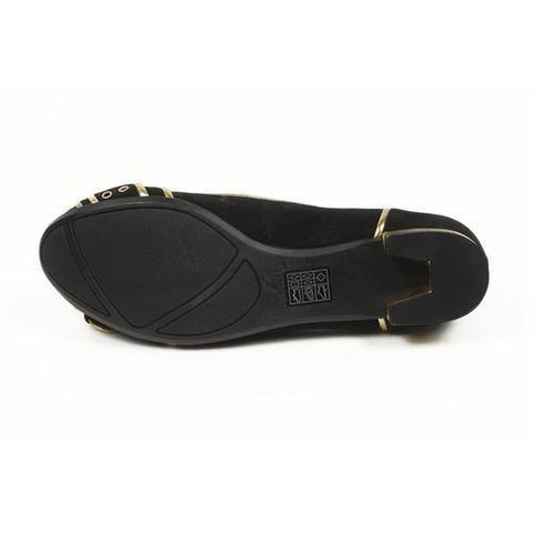 Black 5 US - 35.5 EUR Nine West Womens Heeled Ballerina NWALYN BLACK GOLD