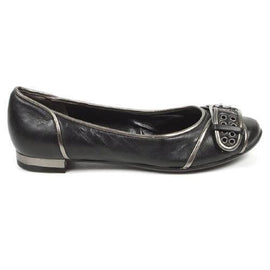 Black 5 US - 35.5 EUR Nine West Womens Heeled Ballerina NWALYN BLK PEWTER