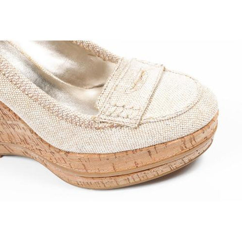 Beige 6 US - 36.5 EUR Nine West Womens Wedge Pump  NWTHEODORE MEDNA SILVER